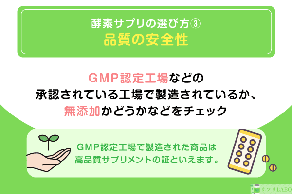 酵素サプリを選ぶポイント③「品質の安全性」