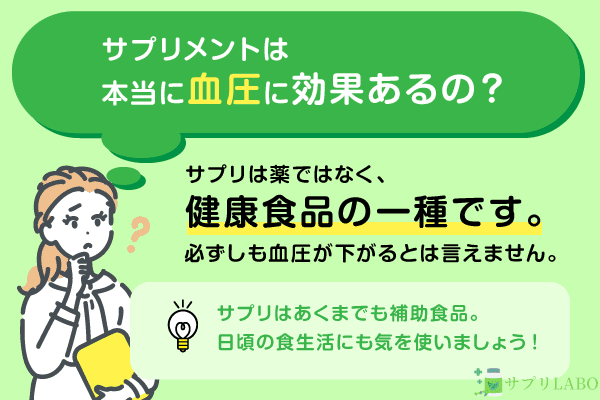 サプリメントは本当に血圧に効果あるの？